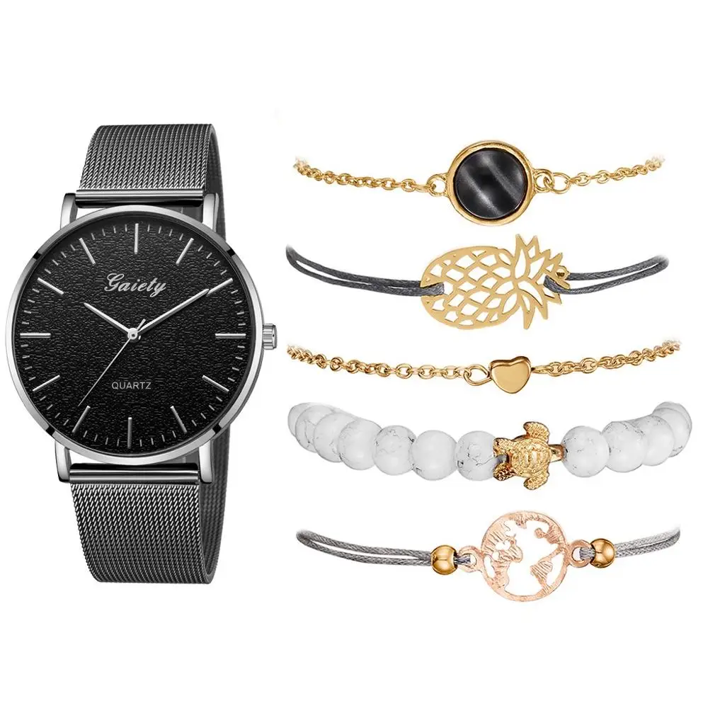 As Show Watch Set 6 шт набор женские часы простые Модные женские наручные часы роскошные женские часы браслет Reloj Mujer Часы Relogio Feminino - Цвет: As Show Watch Set