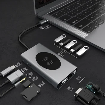 

USB Type C Hub USB 3.0 Type-C Hub To HDMI Adapter 4K Thunderbolt 5 USB C Hub with TF SD Reader Slot PD for MacBook Pro/Air