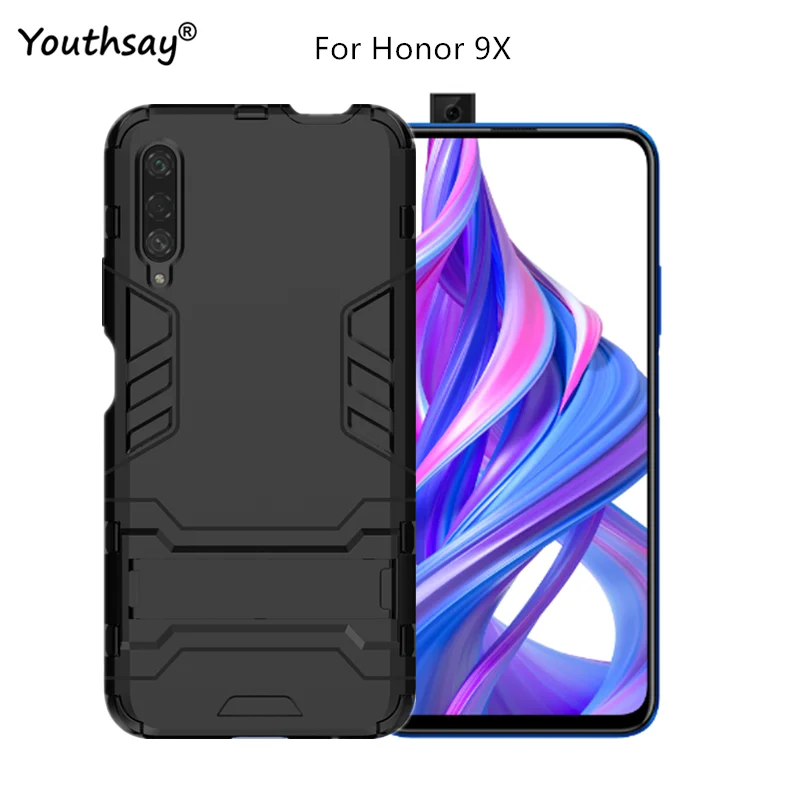 

For Huawei Honor 9X Case Hard Business Luxury Robot Stand Back Mobile Phone Bag Case for Huawei Honor 9X Cover for Honor 9X Case