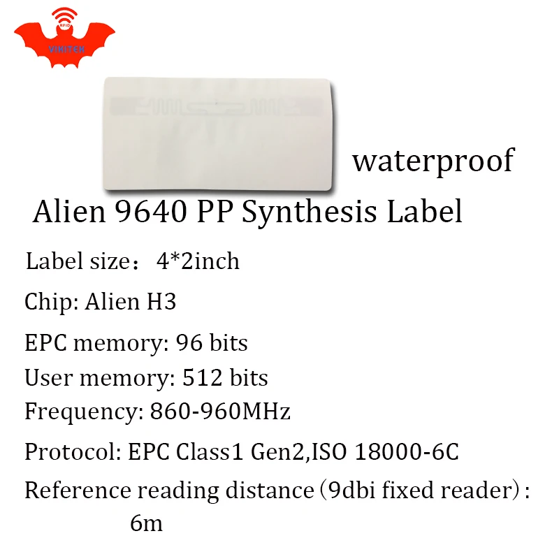 UHF RFID этикетка наклейка Alien 9640 PP синтетическая 915mhz 900mhz 868mhz Higgs3 EPCC1G2 6C умный клей