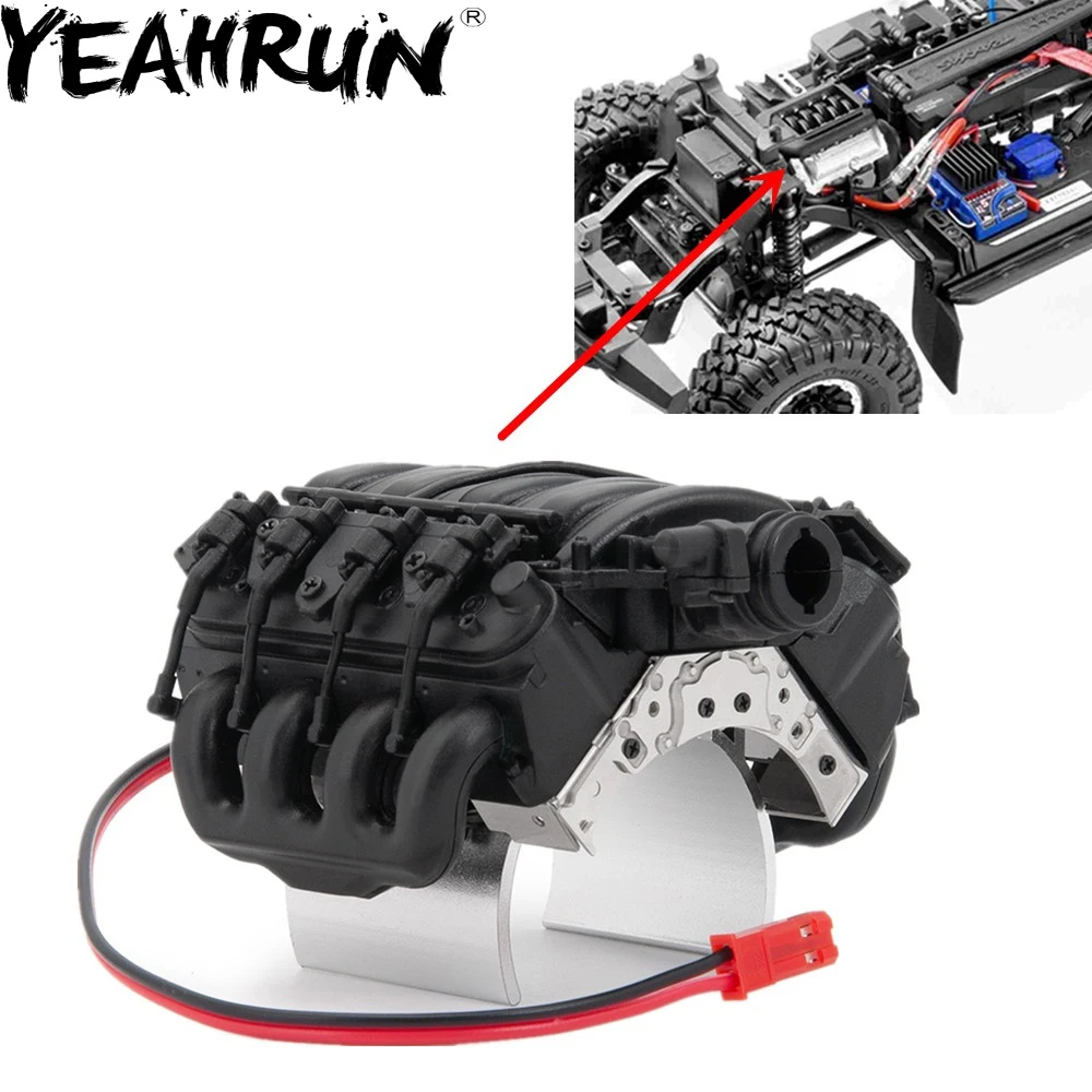 YEAHRUN 1/10 Металлическая Имитация V8 TRX-4 крышка двигателя противоскользящая пластина для D90 D110 TRX-4 1/10 RC Гусеничный