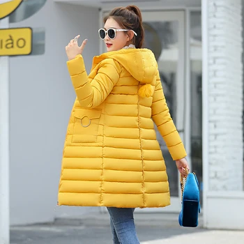 

2019 Winter Jacket Korean Fashion Women Down Jacket Slim Large size Hooded Fur Ball Parka Coat Women Thick Warm Cotton Outwear