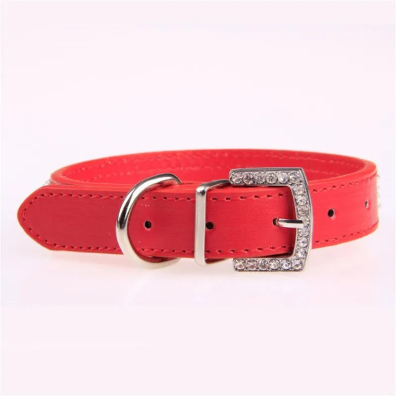 Dog Collar Pet Collar Bling Rhinestone PU Leather Crystal Diamond Puppy Collar
