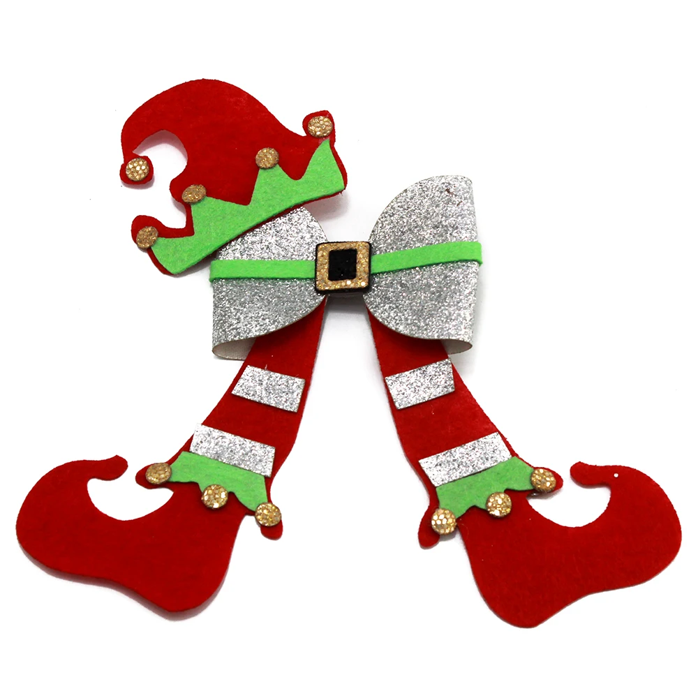 5 дюймов рождественские банты для волос сапоги лук бутик Рождество шляпа волосы