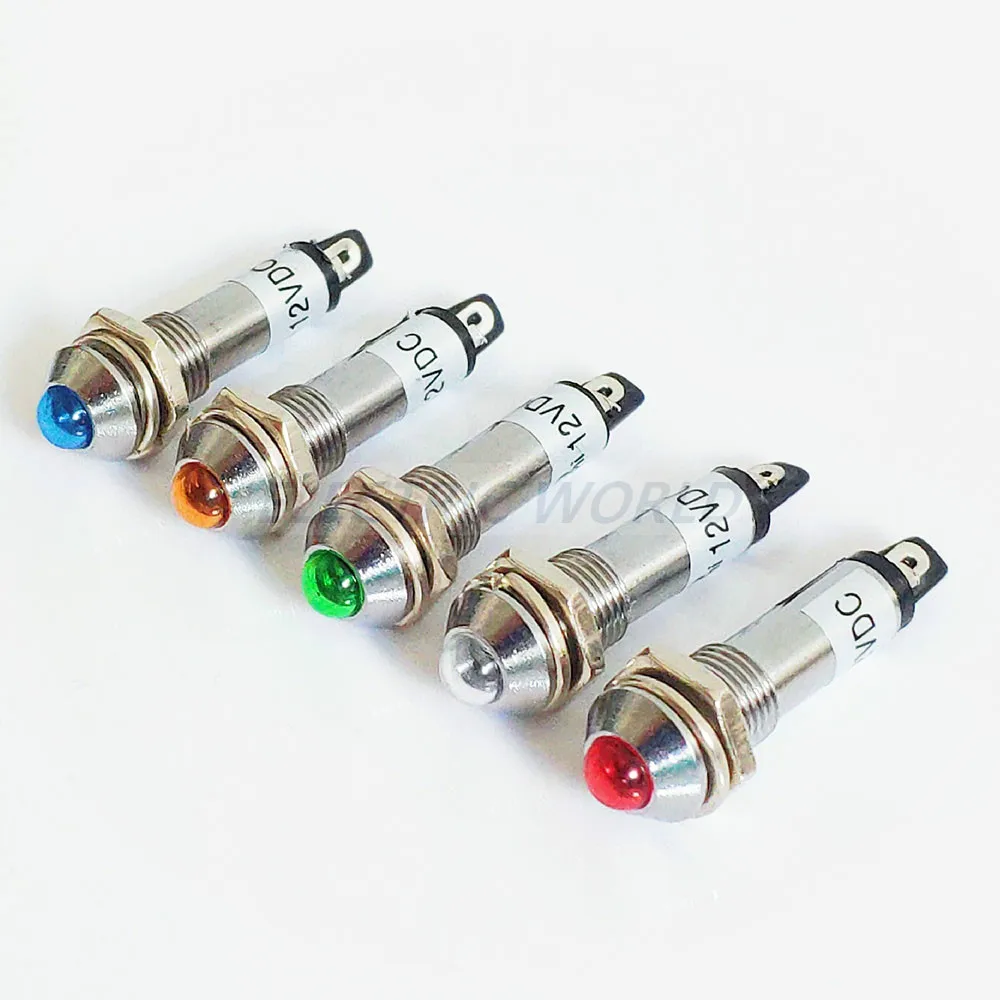 8mm 금속 표시등 방수 신호등 무선 12V 24V 220v 전원 신호등 LED 표시등 미니 표시등