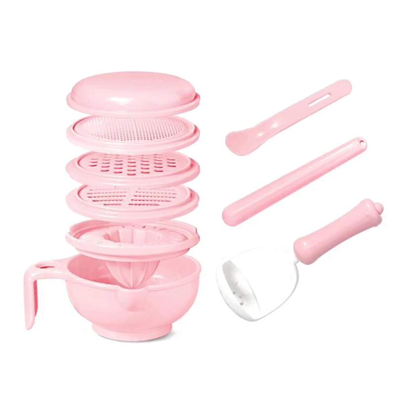 Baby Food Grinder Processor Food Grinding Bowl Manual Puree Scissors Food Stick Multifunction Baby Food Supplements Tool Set