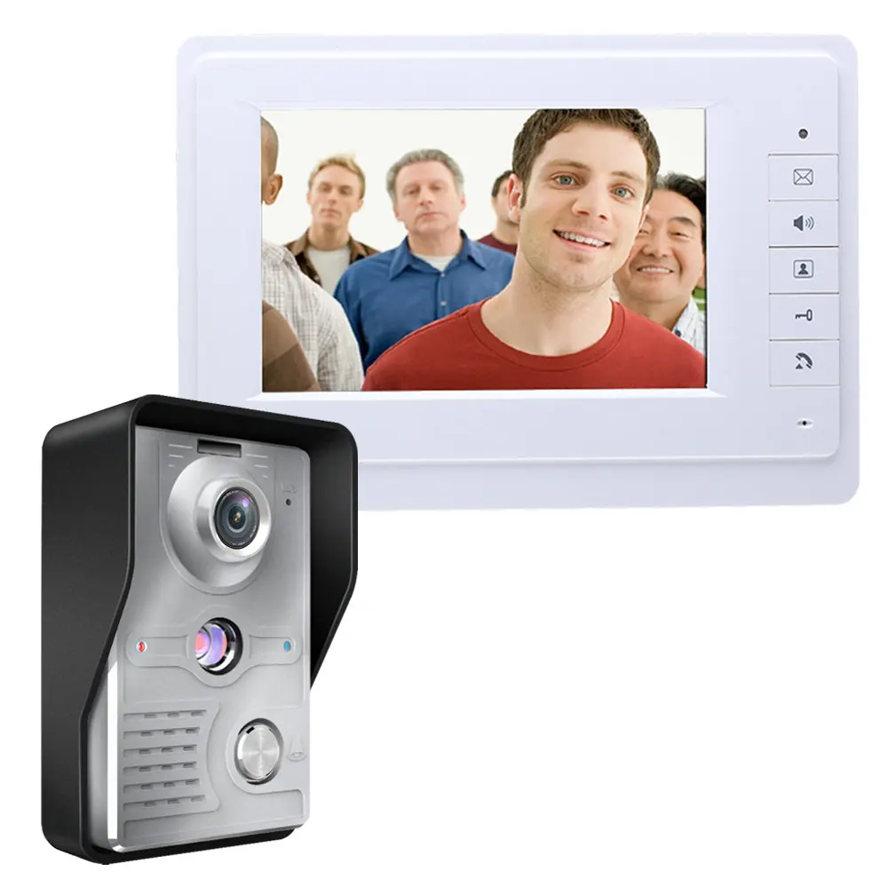 Video Intercom Doorbell 7 Inch LCD Wired Door Phone System Visual Indoor Monitor 700TVL Outdoor IR Camera Support Unlock | Безопасность