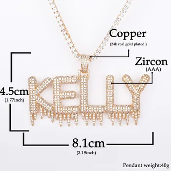 

TBTK Customized Name Drip Solid Bubble Letter Pendant Necklaces Iced Out AAA Cubic Zirconia For Men Rapper Hiphop Jewelry