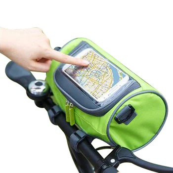 

Unisex Women Men Bike Bag Waterproof Tube Pockets Shoulder Straps Phone Tough Window Front Frame Holder Zipper Pack