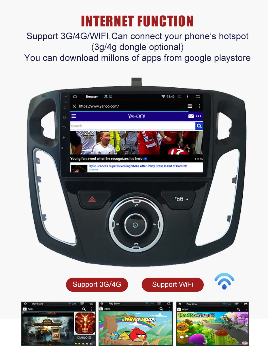 Top KANOR 1024*600 Android 9.0 2+16g Car Autoradio Stereo Multimedia For Focus 3 GPS Navi Bluetooth WIFI IPS DSP Radio 6 Top KANOR 1024*600 Android 9.0 2+16g Car Autoradio Stereo Multimedia For Focus 3 GPS Navi Bluetooth WIFI IPS DSP Radio 6