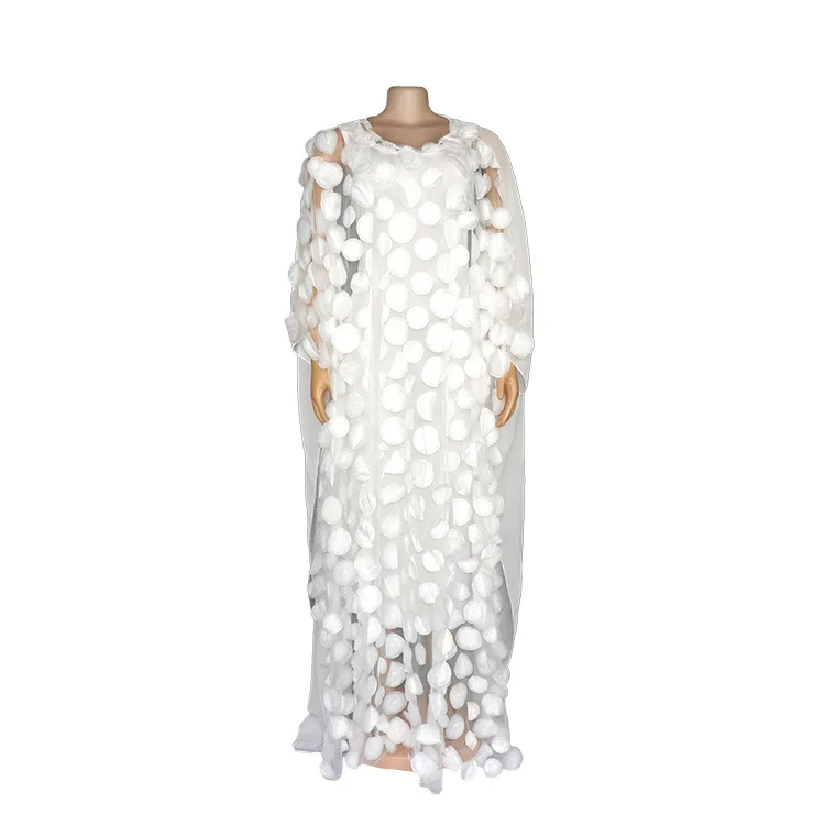 Супер размер Новое Африканское женское Дашики модное Свободное длинное платье с вышивкой Африканское платье для женщин африканская одежда - Цвет: Белый