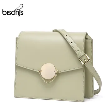 

BISONJS Cow Leather Luxury Handbags Women Bags Designer New Shoulder Bag High Quality Crossbody Bag for Women B1968