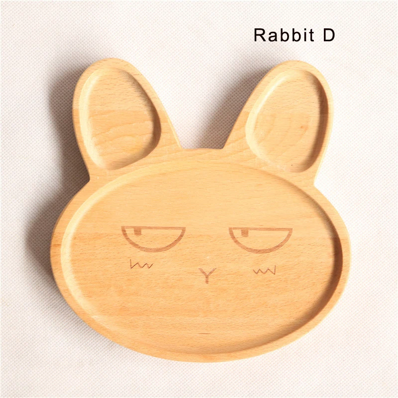 Rabbit D Деревянная обеденная тарелка мультяшный кролик животное медведь свинья машина говядина S чай k поднос для закусок чайный поднос тарелка для хранения деревянная тарелка для хранения еды - Цвет: Rabbit D