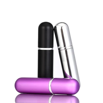 

6ml 3PCS Set Two Round Aluminum Perfume Bottle Glass Empty Mouth Silver Black Tube Cosmetic Travel Parfum Container