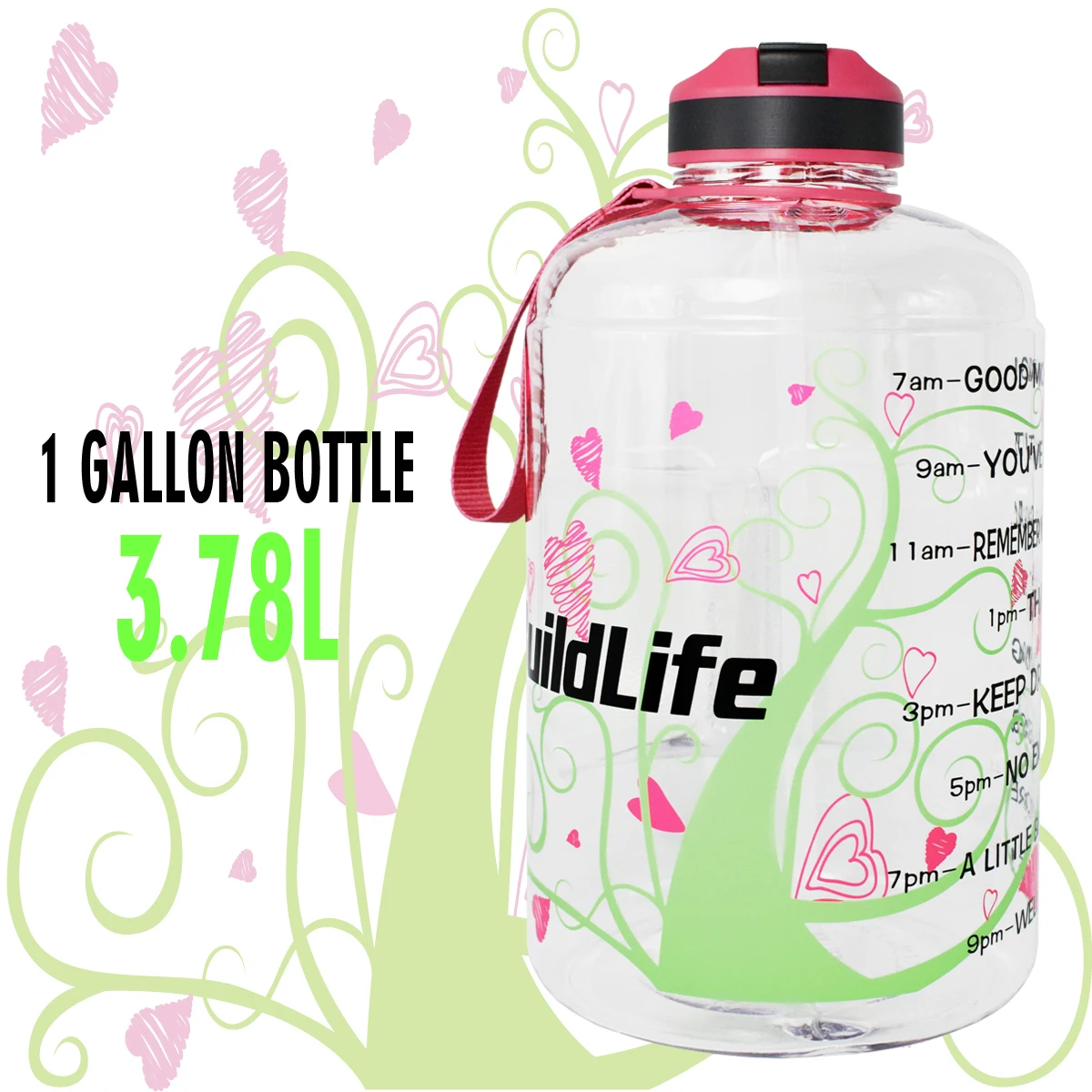 QuiFit 3.78L 128 унций 1 галлон воды бутылка с соломинкой прозрачные диспенсеры для пластиковых бутылок большой тренажерный зал мой бутле кувшин bpa Бесплатный Тренажерный зал спорта - Цвет: Love Tree Bottle