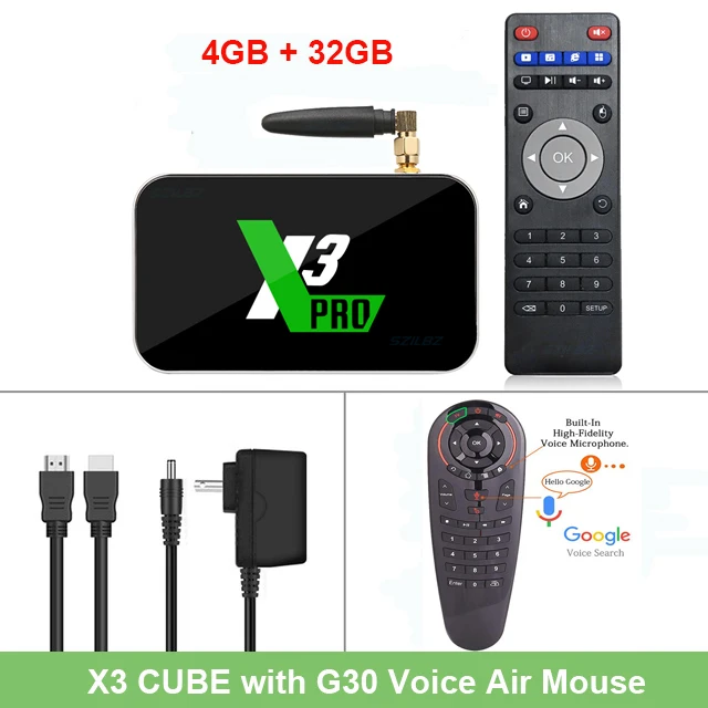 X3 Pro EN G30 ТВ приставка X3 Cube X3 Pro Android 9,0 Amlogic S905X3 LPDDR4 4 ГБ 32 ГБ 2,4G/5G wifi 1000M LAN телеприставка 4K медиаплеер PK X2 Cube - Цвет: X3 Pro EN G30