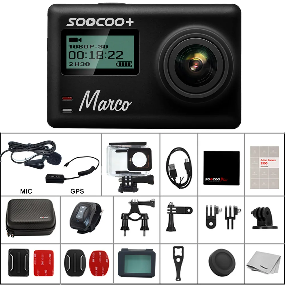 Спортивная Экшн камера SOOCOO с Wi Fi 4K 24 кадра/с 20 МП голосовое управление Gryo микрофон