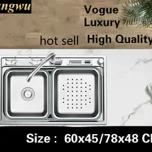 Кухонная раковина с одним лотком, многофункциональная мойка для овощей, 304 нержавеющая сталь, горячая распродажа, 60x45/78x48 см