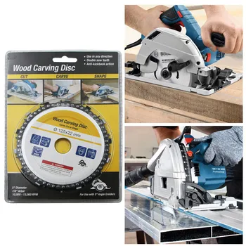 

14 Tooth Wood Carving Disc Woodworking Chain Grinder Chain Saws Disc Chain Plate Tool for 125MM Angle Grinding 5 Inch #30