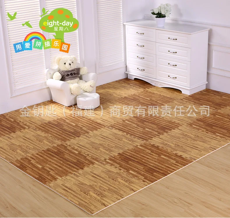 Week Eight Imitation Wood-grain 60x60x 1cm Waterproof Mat Joint Large Size Bedroom Floor Coaster Crawl Pad
