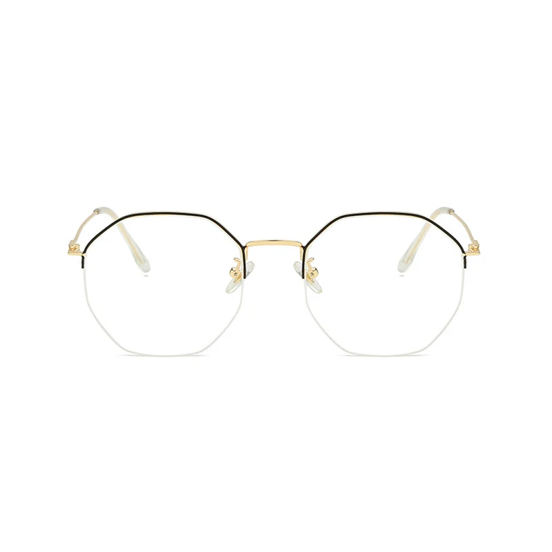 Seemfly Man Women Anti-Blue Light Polygonal half-frame glasses Retro Glasses Net Red with Harajuku Can Match Myopia Glasses