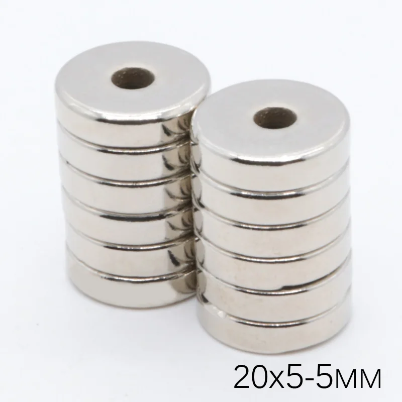 20 шт 20x5 мм отверстия 5 мм N35 крепкое кольцо круглые магниты 20x5-5mm редкоземельные круговой постоянный магнит с потайной головкой