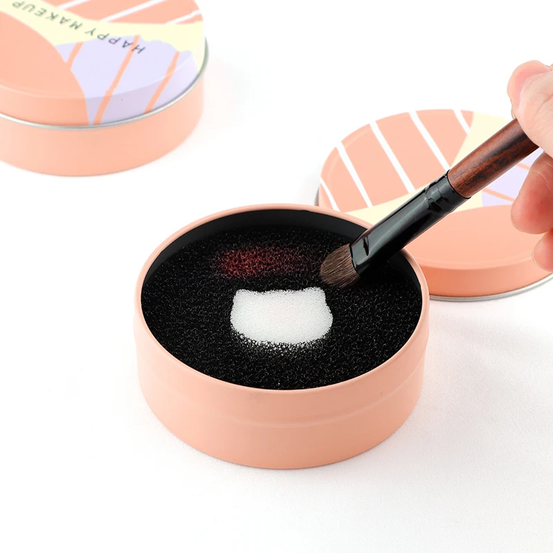 1 шт. Кисть для макияжа удаления сухого очищения губка алюминиевая коробка