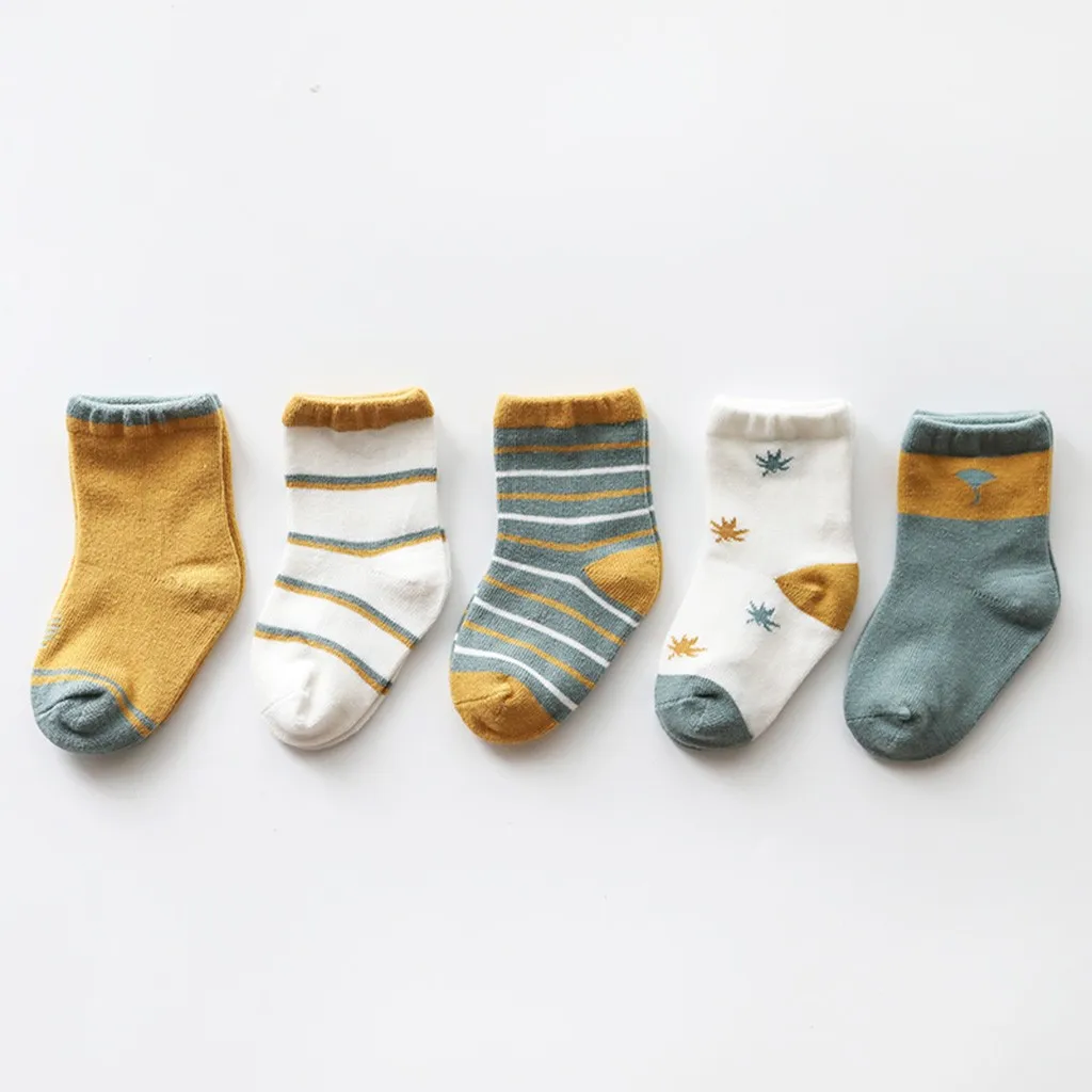 5 пар носков для малышей мягкие детские носки с рисунками для новорожденных, нескользящие носки для мальчиков и девочек удобные модные носки - Цвет: B