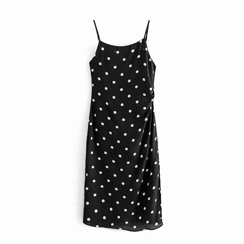 

WOMEN'S Dress 2019 Summer Wear New Style Fairy Style Retro Slit Polka Dot Strapped Dress France Non-mainstream Dress
