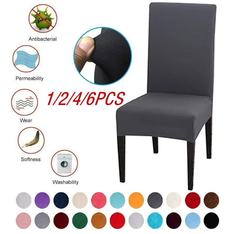 

1/2/4/6PCS Solid Color Chair Cover Spandex Stretch Elastic Slipcovers Dining Room Chair Covers For Banquet Hotel Kitchen Wedding