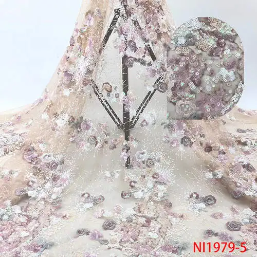 NI1979-5 Африканский тюль, кружево с блестками, французская сетка, роскошное кружево, высокое качество, сетчатая ткань для платья AMYNI1979-1 - Цвет: NI1979-5