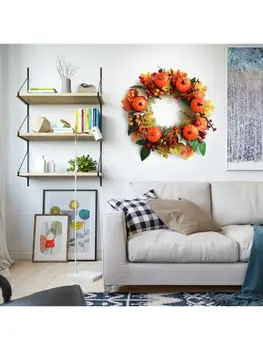 

Christmas Thanksgiving Autumn Wreath Artificial Maple Leaf Berries Door Window 667B