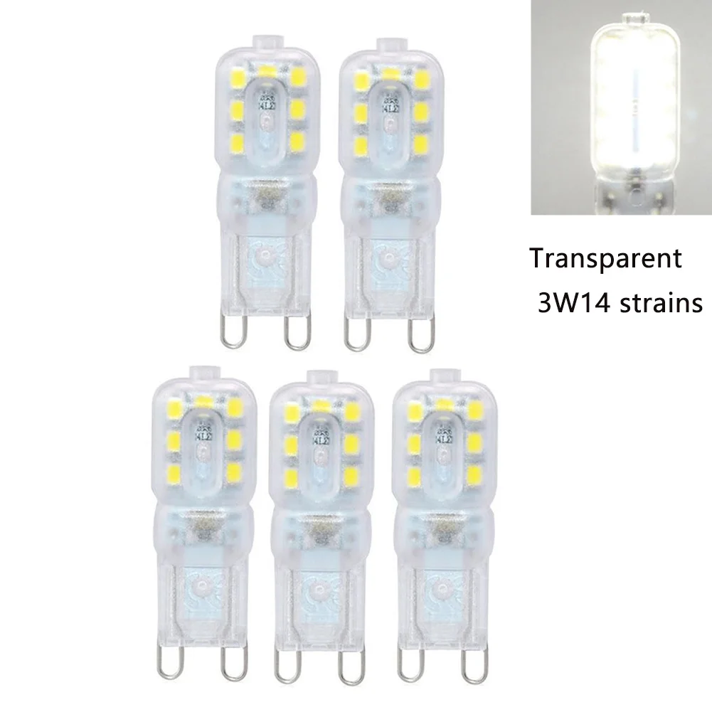 Transparent 3W 5 шт., энергосберегающий, для сада, дома, Яркость G9, с регулируемой яркостью, универсальный ПК, легко устанавливается, светодиодный светильник, 720 градусов, в форме кукурузы - Испускаемый цвет: Transparent 3W
