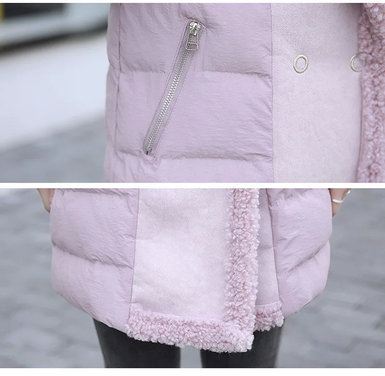 Thick Long Sleeve Winter Mid-length Double Breasted Suit Collar Sweet Solid Color Fashion City Elegant