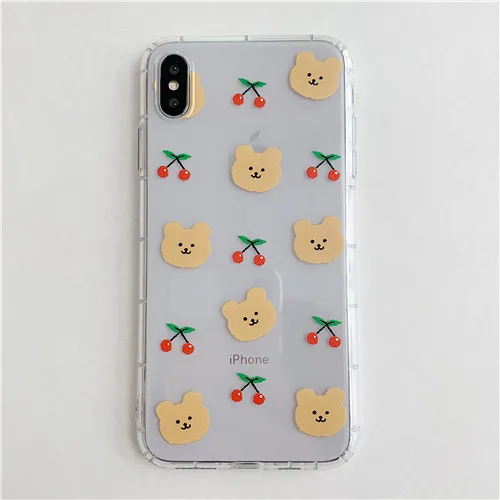 Cherry1Clear INS/Корейский чехол с красной вишней для samsung Galaxy A9, A9s, A8, A8s, A7, A6, A5 Plus, Star, силиконовый чехол для телефона, мягкий чехол, милый медведь - Цвет: Cherry1Clear