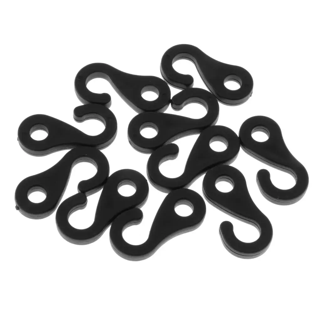 10Pcs/set Plastic Fasten Hook Carabiner for Tent Awning Tie Rope Bungee Cord End