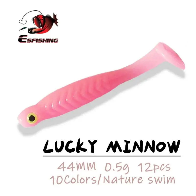 Фото Рыболовная Мягкая приманка новинка Lucky Minnow 12 шт. 44 мм 0 5 г ESFISHING - купить