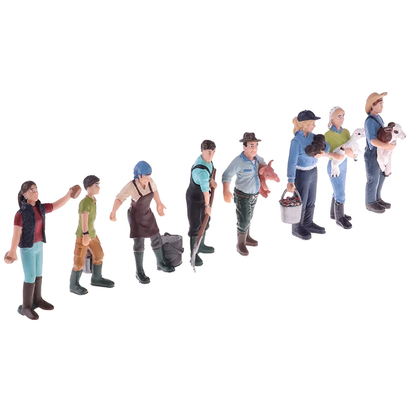 

New Lovely Toys For Kids Simulation Farmer Model Simulation Farm Staff Feeder Action Figures Cow Animals Miniature