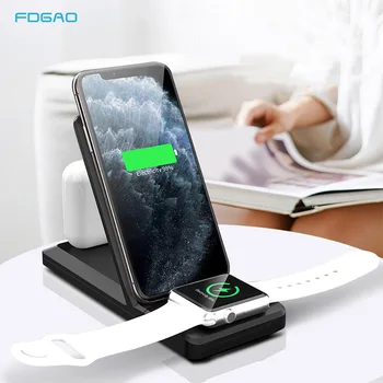 

QI 15W Fast Charge 3 in 1 Wireless Charger For Iphone 11 Pro XS XR X Apple Watch 5 4 3 Airpods Pro Wireless Charging Dock Stand