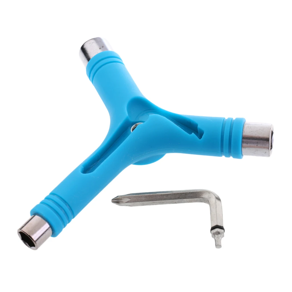 Portable Skateboard T-tool and Y-tool All in One Screwdriver Socket Multi Function Skate Tool Blue