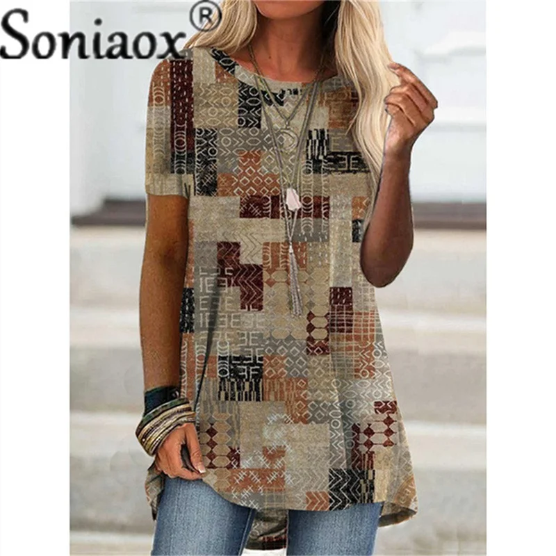 Summer New Fashion Women's Short-Sleeve Digital Printed T-Shirt Casual Loose Top Tee Shirt Plus Size Clothing Frauen T | Женская
