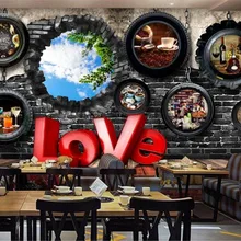 3d обои для стен Ретро Бар Кафе шина кирпичная стена фон домашний Декор Гостиная Спальня HD обои