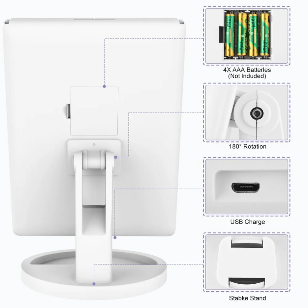 Светодиодный настольный трехслойный макияж зеркало 2x3x10x180 градусов Бесплатный поворотный стол столешница косметическое зеркало для ванной
