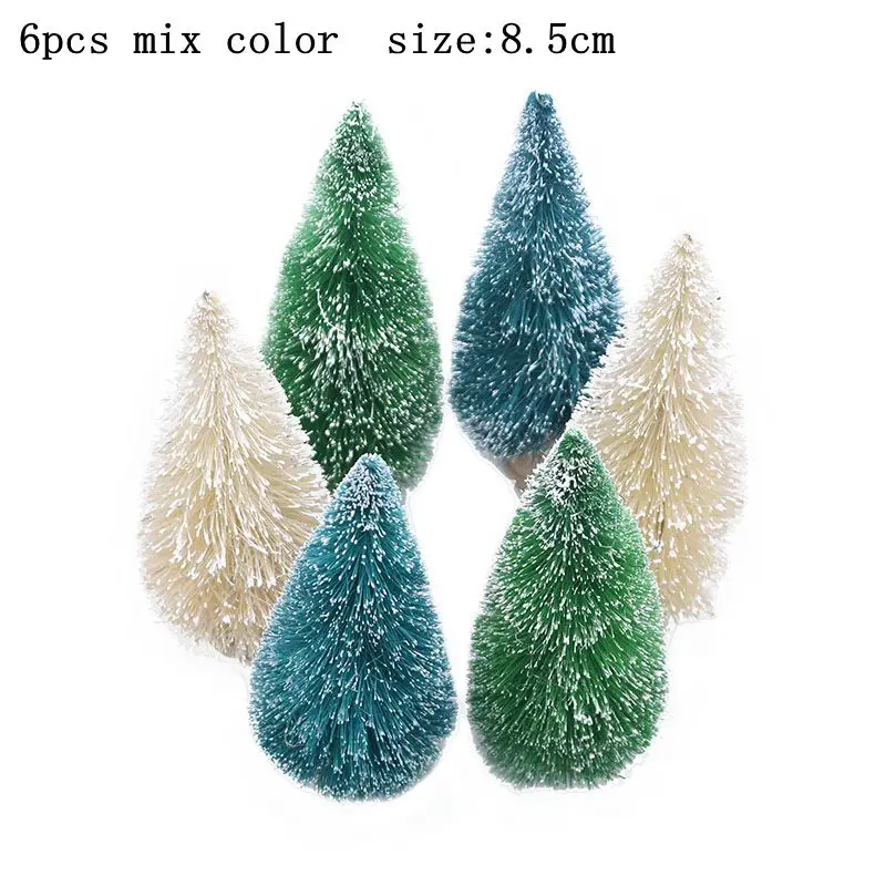 B04-8.5cm-6pcs mix Искусственная сосна, дерево, мини, искусственная Рождественская елка, новогодняя, Navidad, Декор, миниатюрная елка, Рождественская вечеринка, фото, реквизит, Рождественская елка - Цвет: B04-8.5cm-6pcs mix