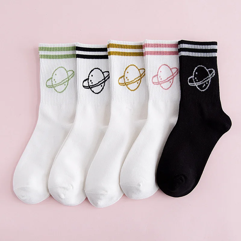 

Women Socks Middle Tube Socks with Letters Simple Casual Socks Stripes Spring and Summer Fashion Socks