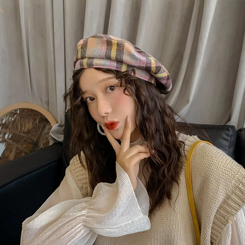 iClosam Brand Women Elegant beret For Winter Female Hats Plaid Vintage Fashion Octagonal Casual Autumn Women's Cap