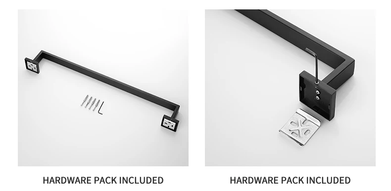 Stainless Steel Matt Black Single Square Towel Bar One Bar Towel Hanger Wall Mounted Towel Rack Towel Holder House Decoration