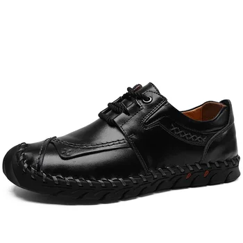

Men's Lace-up Leather Shoes Large Size Business Casual Shoes Handmade Retro Moccasin Shoes