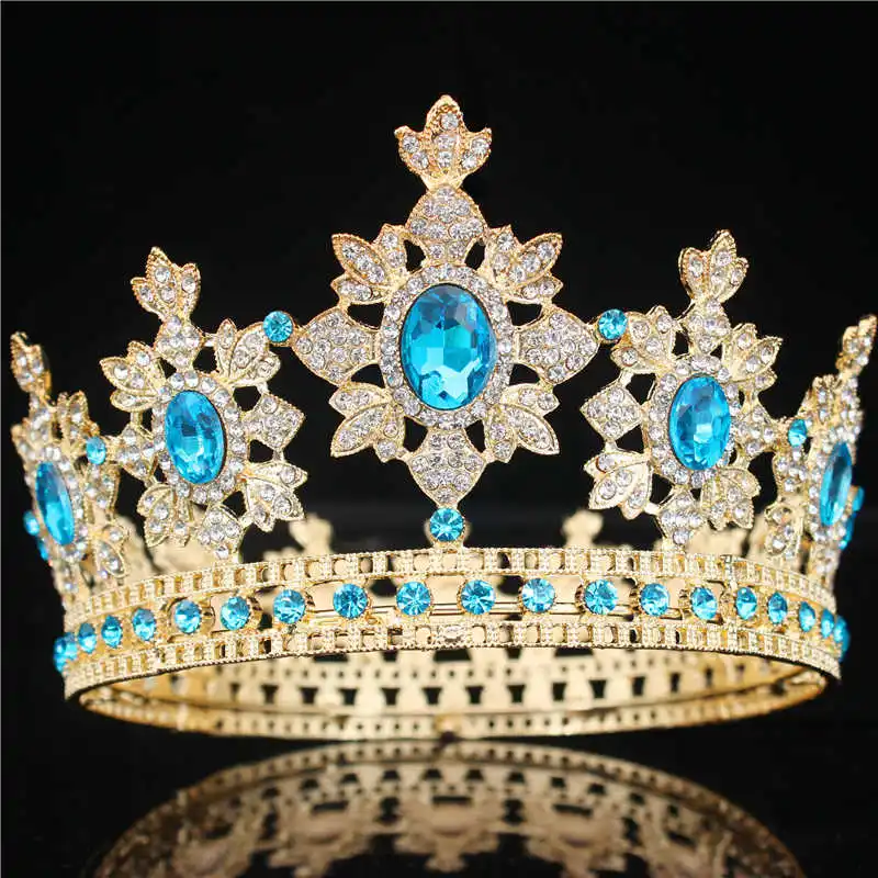 Crystal Queen King Tiaras and Crowns Bridal Diadem Women Pageant Prom Hair Ornaments Wedding Bride Headpiece Jewelry Accessories 