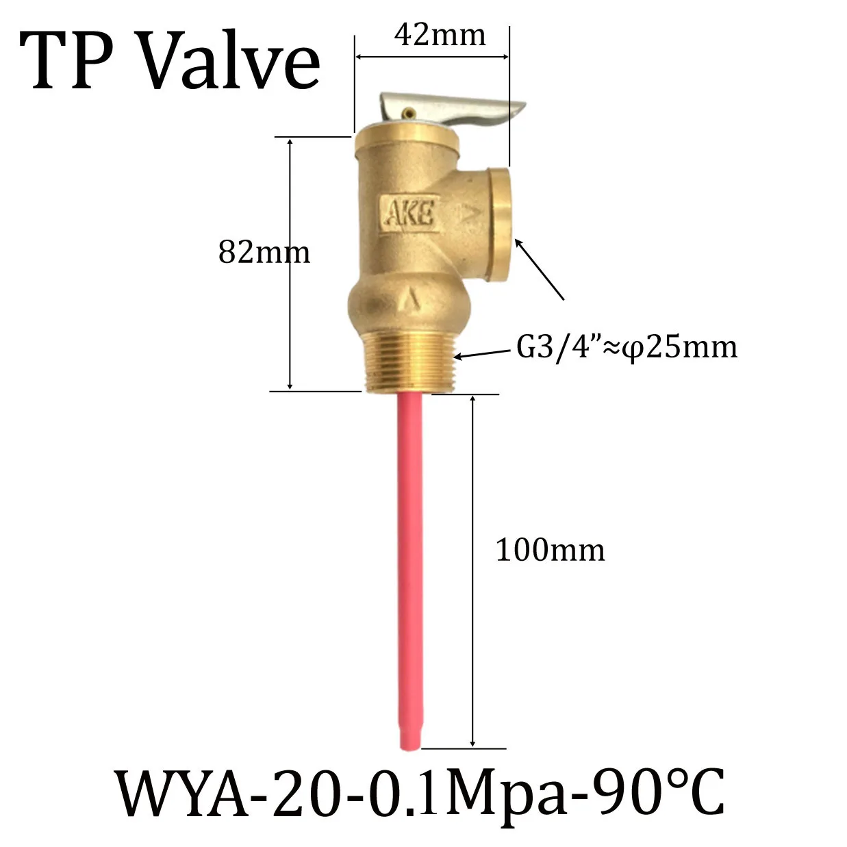 1Bar Безопасность клапан WYA-20 TP-клапан 0.1Mpa 194F 90 ℃ AKE Температура и Давление